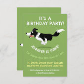Funny Border Collie Hund läuft Cartoon Einladung (Vorne/Hinten)