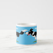 Funny Border Collie Hund läuft Cartoon Espressotasse (Vorderseite)