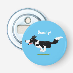 Funny Border Collie Hund läuft Cartoon Flaschenöffner
