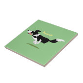 Funny Border Collie Hund läuft Cartoon Fliese (Seite)