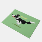 Funny Border Collie Hund läuft Cartoon Fußmatte (Schrägansicht)