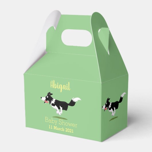 Funny Border Collie Hund läuft Cartoon Geschenkschachtel (Vorderseite)