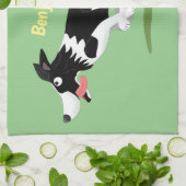Funny Border Collie Hund läuft Cartoon Geschirrtuch (Gefaltet)