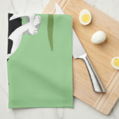 Funny Border Collie Hund läuft Cartoon Geschirrtuch (Viertel Falte)