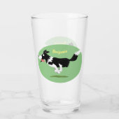 Funny Border Collie Hund läuft Cartoon Glas (Rückseite)