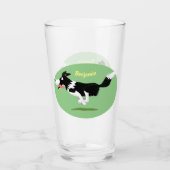 Funny Border Collie Hund läuft Cartoon Glas (Vorderseite)