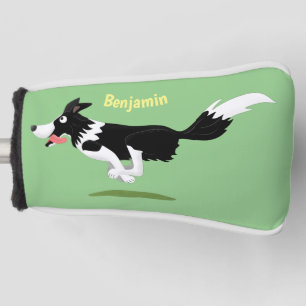 Funny Border Collie Hund läuft Cartoon Golf Headcover