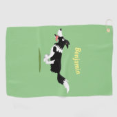 Funny Border Collie Hund läuft Cartoon Golfhandtuch (Horizontal)