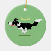 Funny Border Collie Hund läuft Cartoon Keramik Ornament (Vorne)