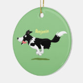 Funny Border Collie Hund läuft Cartoon Keramik Ornament (Links)
