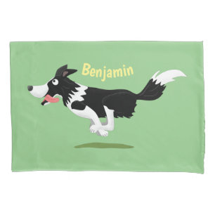 Funny Border Collie Hund läuft Cartoon Kissenbezug