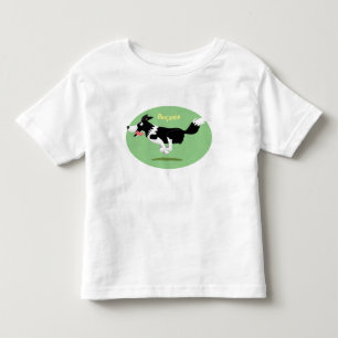 Funny Border Collie Hund läuft Cartoon Kleinkind T-shirt