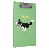 Funny Border Collie Hund läuft Cartoon Klemmbrett (Rechts)