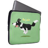 Funny Border Collie Hund läuft Cartoon Laptopschutzhülle (Vorne Rechts)
