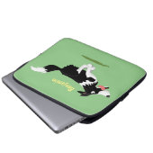 Funny Border Collie Hund läuft Cartoon Laptopschutzhülle (Vorne Knopf)