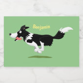 Funny Border Collie Hund läuft Cartoon Lebensmitteletikett (Einzelnes Label)