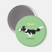 Funny Border Collie Hund läuft Cartoon Magnet (Vorderseite/Rückseite)