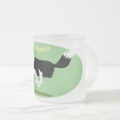 Funny Border Collie Hund läuft Cartoon Mattglastasse (VorderseiteRechts)