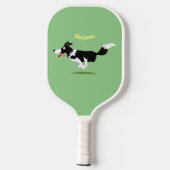 Funny Border Collie Hund läuft Cartoon Pickleball Schläger (Rückseite)