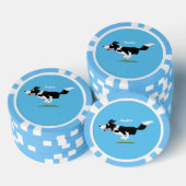 Funny Border Collie Hund läuft Cartoon Pokerchips (Stapel)