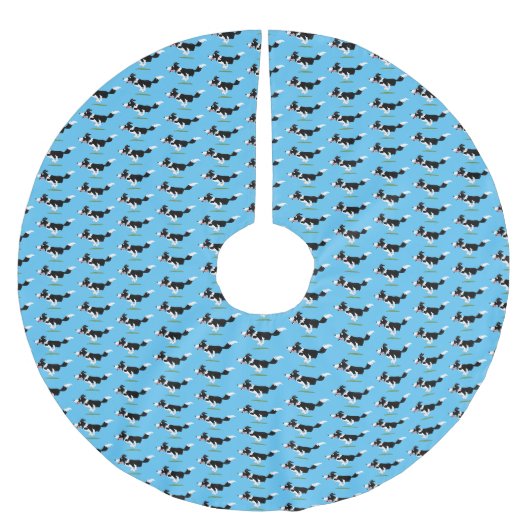 Funny Border Collie Hund läuft Cartoon Polyester Weihnachtsbaumdecke (Vorderseite)