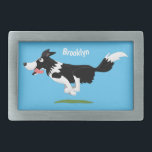 Funny Border Collie Hund läuft Cartoon Rechteckige Gürtelschnalle<br><div class="desc">Dieses lustige Hundedesign zeichnet sich durch unsere gelungene Grenzkollie aus,  die in fröhlicher Cartoon-Illustration für Liebhaber dieses niedlichen Hundebegleiters gezeichnet wird.</div>