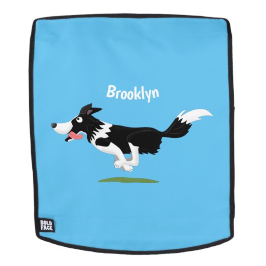 Funny Border Collie Hund läuft Cartoon Rucksack (Abnehmbare Front)