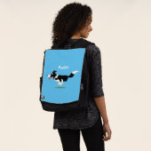 Funny Border Collie Hund läuft Cartoon Rucksack (Ausgewaschen)