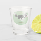 Funny Border Collie Hund läuft Cartoon Schnapsglas (Rückseite)