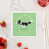 Funny Border Collie Hund läuft Cartoon Serviette (Beispiel)