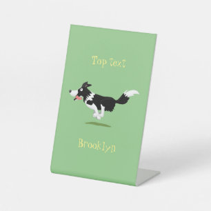 Funny Border Collie Hund läuft Cartoon Sockelschild