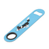 Funny Border Collie Hund läuft Cartoon Speed Flaschenöffner (Vorderseite Schrägansicht)