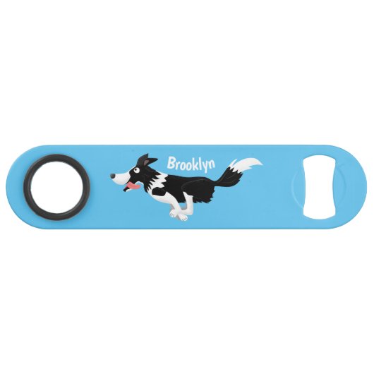 Funny Border Collie Hund läuft Cartoon Speed Flaschenöffner (Vorderseite (Horizontal))