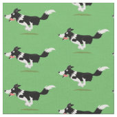Funny Border Collie Hund läuft Cartoon Stoff (Nahaufnahme)