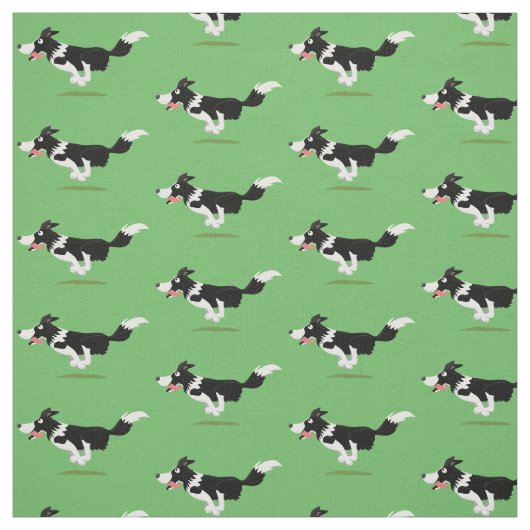 Funny Border Collie Hund läuft Cartoon Stoff (Muster)