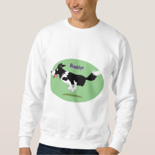 Funny Border Collie Hund läuft Cartoon Sweatshirt