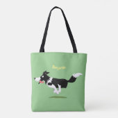 Funny Border Collie Hund läuft Cartoon Tasche (Rückseite)