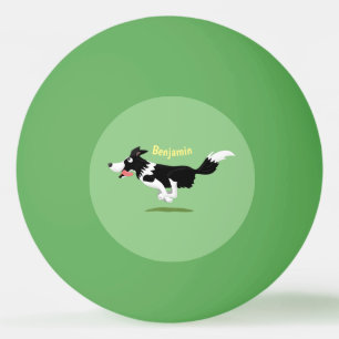 Funny Border Collie Hund läuft Cartoon Tischtennisball