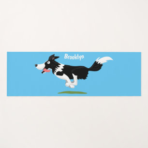 Funny Border Collie Hund läuft Cartoon Yogamatte
