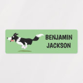 Funny Border Collie Hund personalisierter Cartoon Etiketten (Design 1)