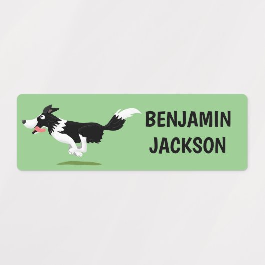 Funny Border Collie Hund personalisierter Cartoon Etiketten (Design 1)
