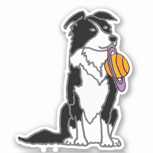 Funny Border Collie mit Saturn Disk Aufkleber (Vorderseite)