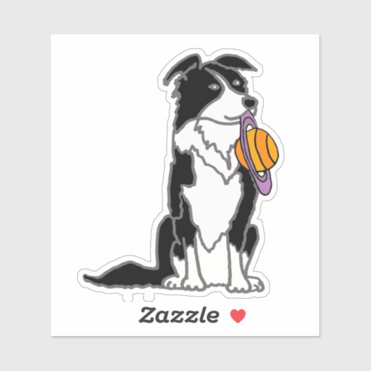 Funny Border Collie mit Saturn Disk Aufkleber (Blatt)