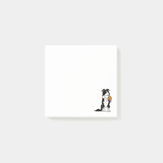 Funny Border Collie mit Saturn Disk Post-it Klebezettel (Vorderseite)