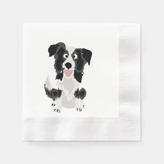 Funny Border Collie Puppy Dog Kunst Serviette (Vorderseite)