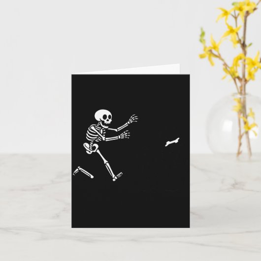 Funny Border Collie Running Skeleton Halloween  Karte (Gelbe Blume)