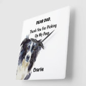 Funny Border Collie Vater Frische Pasta machen Quadratische Wanduhr (Winkel)
