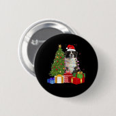Funny Border Collie Weihnachtsbaum Frohe Weihnacht Button (Vorne & Hinten)