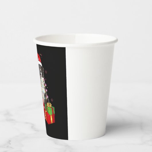 Funny Border Collie Weihnachtsbaum Frohe Weihnacht Pappbecher (Links)