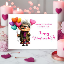 Funny Bored Old Lady Hot Pink Valentine’s Day Card Feiertagskarte